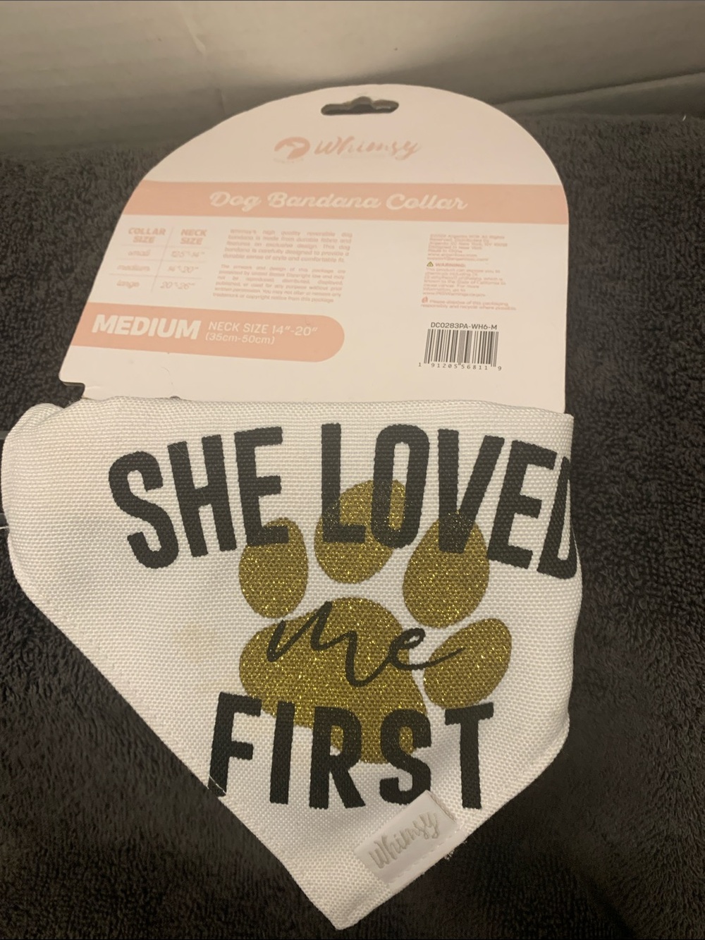 🇺🇸 SHE LOVED ME FIRST Doghaus Whimsy Collect Reversible Dog Bandana Collar NWT M